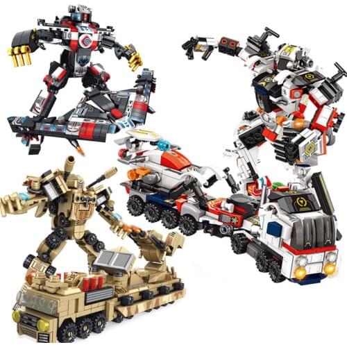 Robot Transformation Military Armored Vehicles model Building Blocks bricks City Police swat Tank Plane Rocket super race car