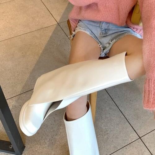 Arden Furtado 2021 autumn winter Fashion Womens Shoes Round Head Chunky Heels Knee high boots Slip-on Boots