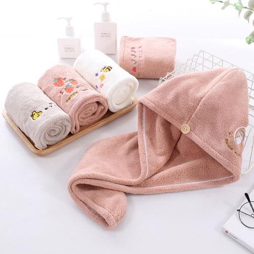 Coral Fleece Dry Hair Cap Absorbent Wiping Hair Towel wrap Turban Adult Children Shower Cap