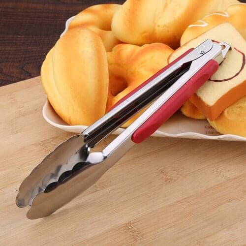 BBQ Tongs 9/12/14 inch Stainless Steel and Plastic Handle Tongs Kitchen Food Tongs Kitchen Tools BBQ Clip Barbecue Clip Clamp