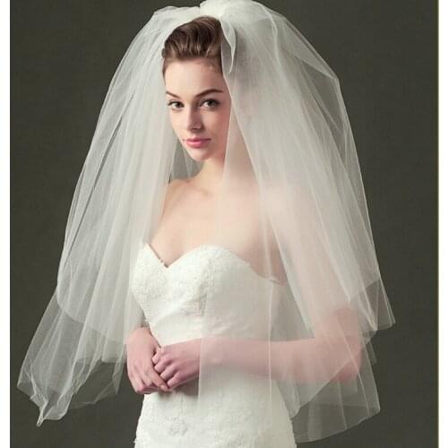 Tulle Wedding Dress Veils White Two Layer Bridal Hair Veil Comb Bride Accessory Bridal Veils