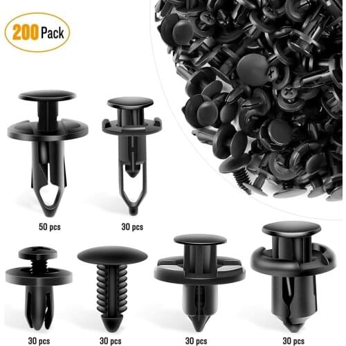 Universal Plastic Clips200 Pcs Push Bumper Fastener Rivet Clips with 6 Size Auto Body Retainer Clips Bumpers for GM Ford & Ch