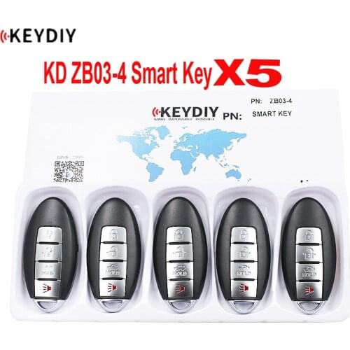 5PCS X KEYDIY Universal Smart Key ZB03-4 for KD-X2 KD900 Mini KD Car Key Remote Replacement Fit More than 2000 Models