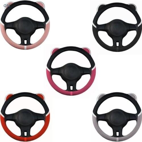 Cute Ears Car Steering Wheel Cover Fashionable Non-slip Breathable Girls Women Auto Universal Interior Decoration Auto Car 13MF