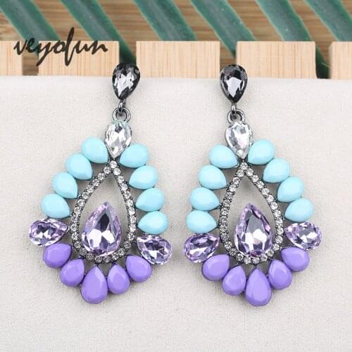 Veyofun Trendy Hollow Crystal Acrylic Drop Earrings Party Dangle Earrings For Women New