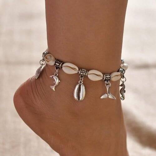 Vintage Shell Beads Sea Animal Anklets for Women Foot Jewelry Leg Necklace Handmade Bohemian Jewelry Sandals Gift