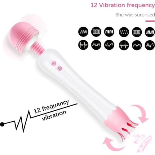 Magic Wand Tongue Vibrator 12 Speeds Oral Licking Sex Toys for Women Vagina G Spot Massager AV Stick Vibrators Adult Products