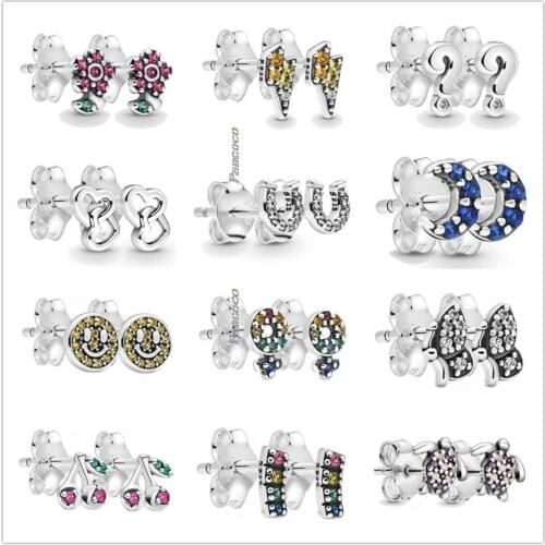 Authentic 925 Sterling Silver My Musical Note Smile Moon Sea Me Collection Earring For Women Wedding Gift Pandora Jewelry