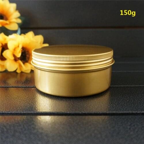 150g 150ml Gold Empty Round Refillable Aluminum Box Metal Tin Cans Cosmetic Cream Containers DIY 82*38mm Jar Tea Aluminum Pot
