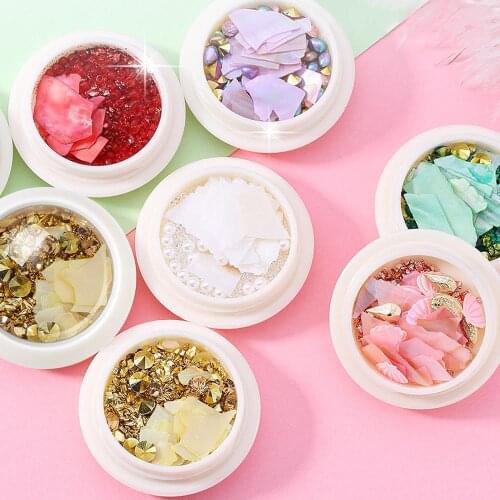1Box Nail Decorations 3D Shiny Pearl Shell Slice Flake Nail Art Stones Charms UV Resin Epoxy Mold Filling For DIY Jewelry