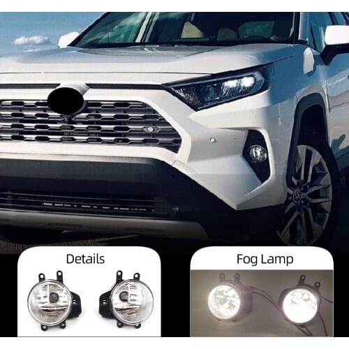 1 Pair For TOYOTA RAV4 2019 2020 Bumper halogen Fog Light Lamps Headlight Foglamp Cover Grill Frame Headlights Foglight