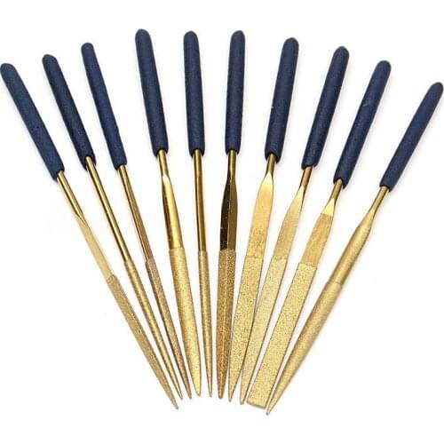 10Pcs Titanium Diamond Coating Needle Flat File Set Metal Working Craft Tools