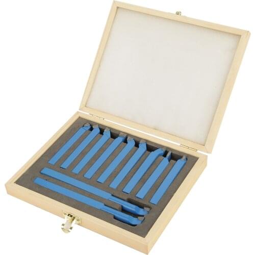 11Pcs 8*8mm Lathe Tools Carbide Tipped Welding Milling Cutting Turning Tool Set Welding Tools In 8mm Wooden Box