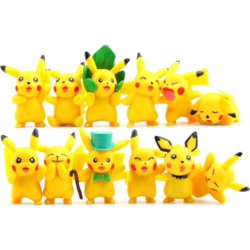 12pcs/lot TAKARA TOMY Pikachu Action Figures Toys Cute Anime Pokemon DIY PVC Figures Toys Model for Kids Children Gifts