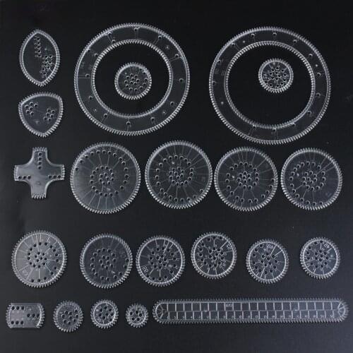 22pcs Puzzle Spirograph Drawing Toys for Children Geometric Drafting Tools Set Interlocking Gears & Wheels Drawing Accessories
