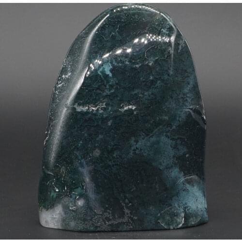 366g Natural Green Moss Agate Palm Stone Crystal Mineral Specimen Home Decor