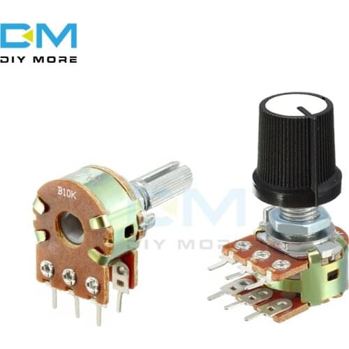 5PCS lot B1K B2K B5K B10K B20K B50K B100K B250K B500K 1M Potentiometer Resistor Linear Taper Rotary Potentiometer Caps Knob Ohm