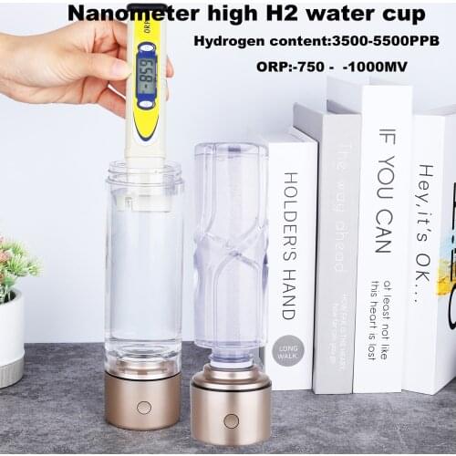 Nano H2 Generator Alkaline Water Bottle Rechargeable Japanese Titanium Electrolysis Hydrogen Gas Ventilator Super Antioxidants