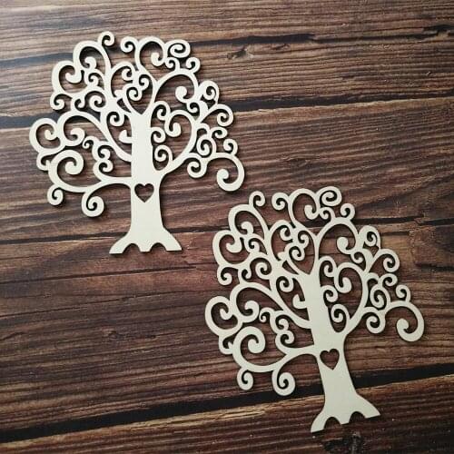 6pcs Wooden Tree Shape Wood Tree Art Projects Craft Christmas Decoration Gift Decoupage Laser Cut Art Home Party Decor