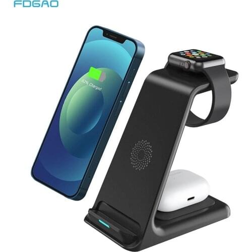 3 in 1 Fast Charging 20W Qi Wireless Charger Dock Station Chargers Stand for iPhone 12 11 XS XR X 8 For Apple Watch 6 5 4 3 2