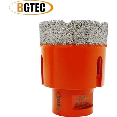 BGTEC 1pc 45mm Vacuum brazed Dry Drilling drill Core Bit 5/8-11Thread porcelain tile Drill Bits granite, marble Hole Saw cutter