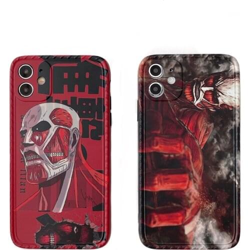 Attack On Titan Japan Anime Phone Case for iPhone 7 8 Plus SE 12 11 Pro X XS Max XR Red Back Protective Cover Cool Cartoon Capa