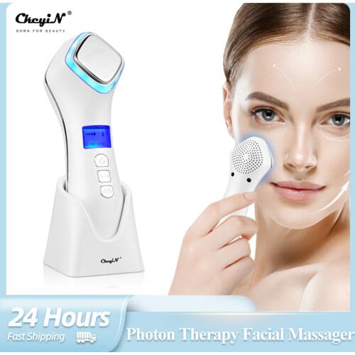 CkeyiN RF Radio Frequency Infrared LED Light Facial Massager Face Lifting Anti Wrinkle Rechargeable Beauty Skin Care Instrument