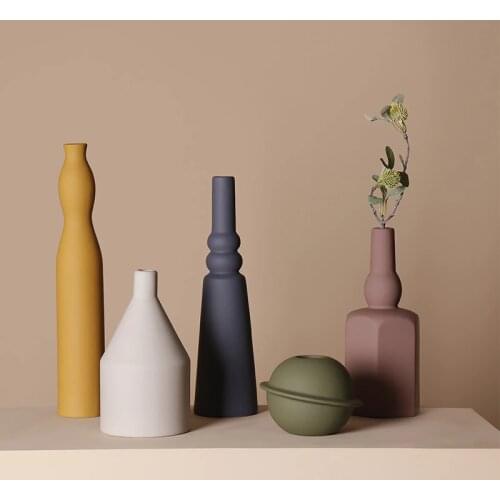 Morandi Color Ceramic Vase Vases for Flowers Pot Flower Basket Flower Vase Decoration Home Nordic Decor Dried Flower Container