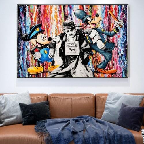 Disney Mickey Mouse Donald Duck Canvas Paintings Graffiti Street Art Posters and Prints Wall Art Pictures for Living Room Decor