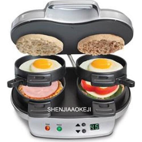 DIY Home use Hamburg machine Multifunction Electric baking pan sandwich machine Double tray breakfast machine 220V 1PC