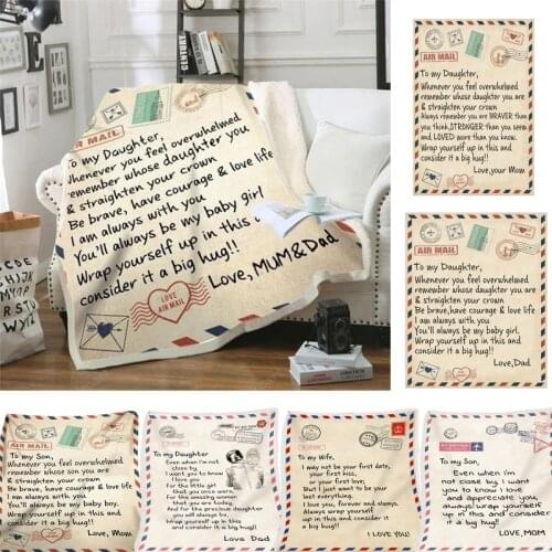 Fleece Blanket to My Daughter Son Wife Letter Printed Quilts Air Mail Blankets Positive Encourage and Love Gifts