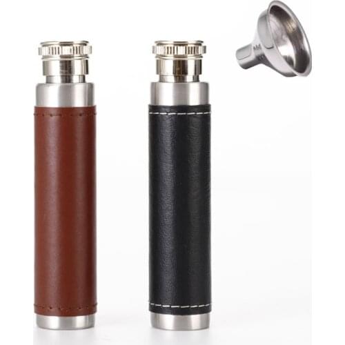 2oz Hip Flask Stainless Steel With Funnel Built In Cigar Case Holder Combo Portable Pocket Vodka Whiskey Flask Men Gift
