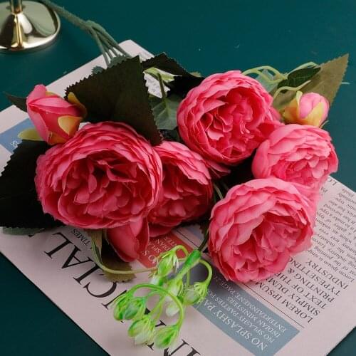 Artificial Flower Head Vintage Rose Peony Flower High Quality Silk Wedding Decoration Fake Flower Head Family Party Decoration
