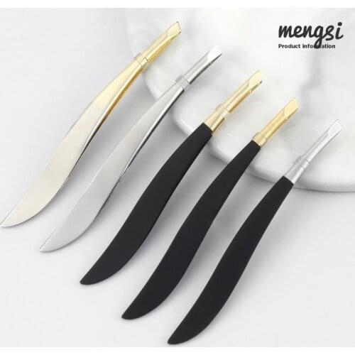 Stainless Steel Curved Straight Black Silver Tweezer Nail Art Eyebrow Trimming Rhinestones Nipper Picking Tool Sequins Beads