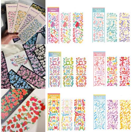 Korean DIY Laser Stickers Mobile Phones Scrapbooking Diary Album Label Stationery Journal Ribbon Butterfly Flower Sticker Decor