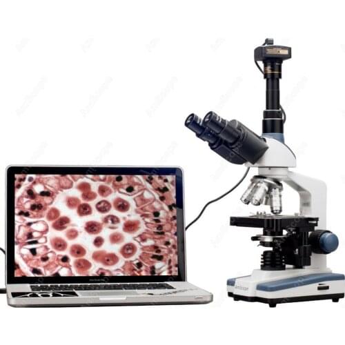 Lab Compound Microscope--AmScope Supplies 2000X LED Lab Trinocular Compound Microscope w 3D Mechanical Stage + 8MP Camera