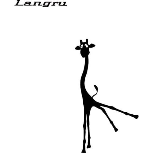 Langru 9.5CM*16.9CM Giraffe Cartoon Pattern Car Sticker Car Door Decor Vinyl Decal Accessories Jdm