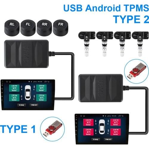 LEEPEE Spare Tyre Internal External Sensor Android TPMS USB TPMS Tire Pressure Monitoring System for Car Radio DVD Player