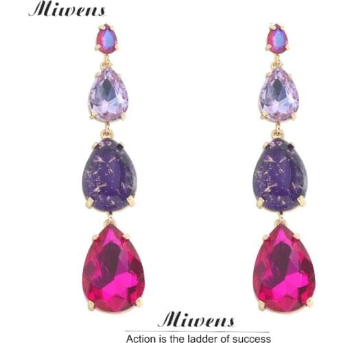 Miwens Charm Long Crystal Water Drop Earrings for Women Elegant 3 Layers Pendant Statement Earrings Charm Jewelry Wholesale