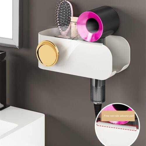 Multifunctional Wall-Mounted Cosmetic Shelf Storage Holder Organizer for Bathroom Hair Dryer Rack Hair Rope Hanger Waterproof