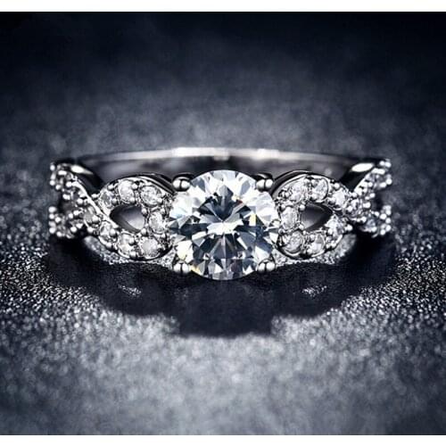 Brand Cross Design Fashion Silver Bridal Wedding Rings For Women Cubic Zircon Crystal Female Finger Rings