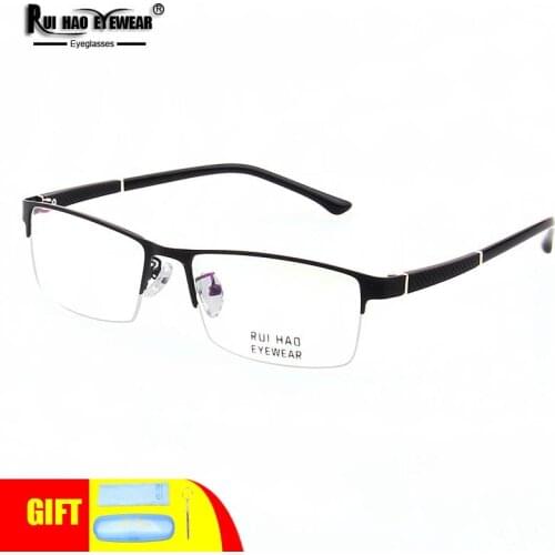 Half Rimless Eyeglasses Frame Men Optical Rectangle Glasses Rui Hao Eyewear Suitable for myopia Reading Progressive glasses 8175