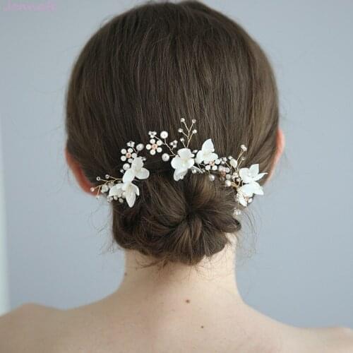 Charming Floral Bridal Hair Pins Clips Set Freshwater Pearls Women Jewelry Handmade Wedding Headpiece Accessories