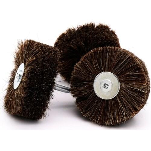 Horse Hair Polishing Brush Wheel Wood Embossed Root Carving Polished Horse Hair Flower Head Mahogany Carving Polishing Brush Hea