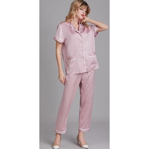 Casual Pajamas Set Women Silky Satin Shirt&Shorts Intimate Lingerie Print Pyjamas 2PCS Sleep Suit 2020 New Kimono Bathrobe Gown