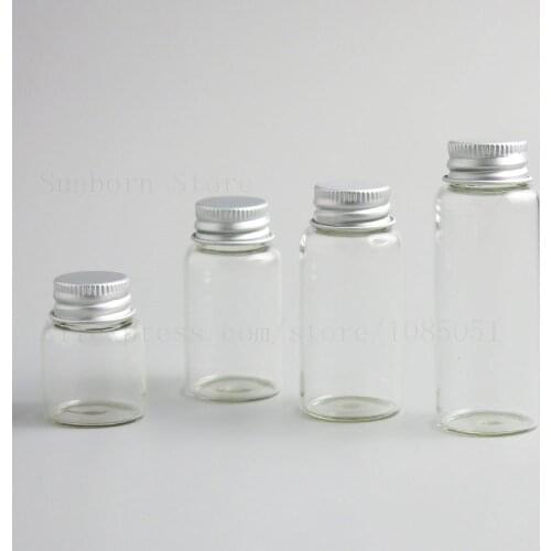 Clear Empty Cans Small Glass Bottle With Aluminum Screw Cap 8ml 20ml 15cc 1oz e liquid Cosmetic Containers 30PCS