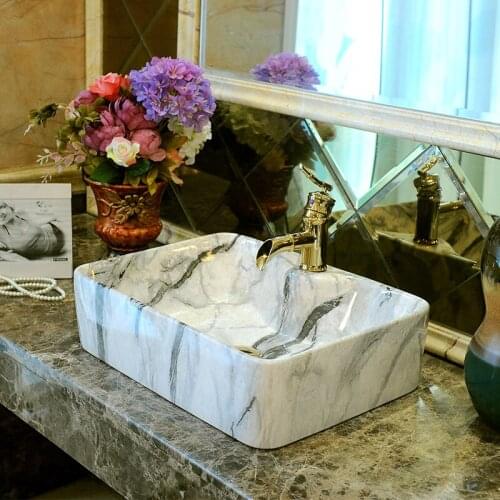 Rectangular Jingdezhen ceramic sink wash basin Ceramic Counter Top Wash Basin Bathroom Sinks bowl