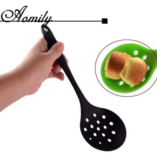 Amoliy Silicone Colander Spoon Heat-Resistant Scoop Colander Hot Pot Spoon Kitchen Gadget Pastry Tools Baking Accessories