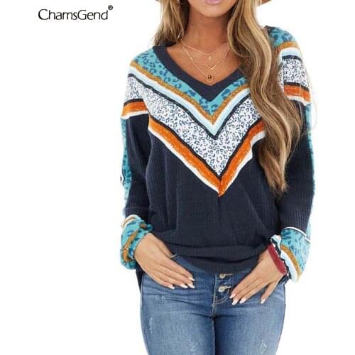 Vintage Print Oversize Sweater Women Casual Autumn Winter Long Sleeve Pullovers V-neck Knitted Woman Sweaters свитер женский