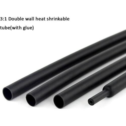 1Meter 50mm 65mm Dual Wall Heat Shrink Tube 3:1 Ratio Adhesive Lined With Glue Tubing Wrap Wire Cable Black
